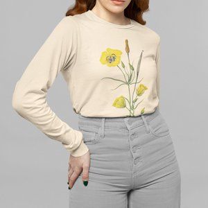 Clubhair Mariposa Lily VTG Floral Print Long Sleeve Graphic Tee T-shirt S M L XL